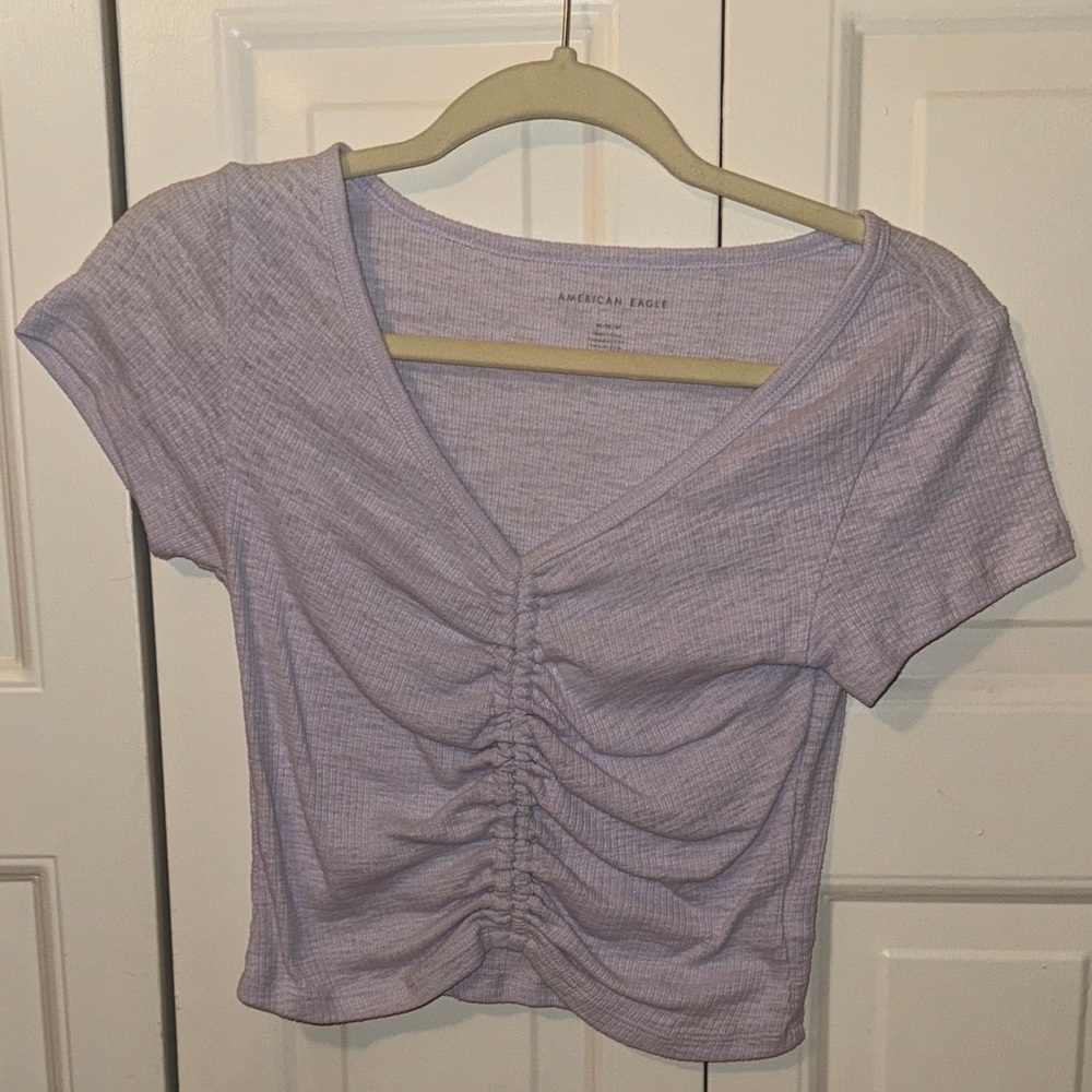 American Eagle Outfitters Light Purple Ruched Crop Top